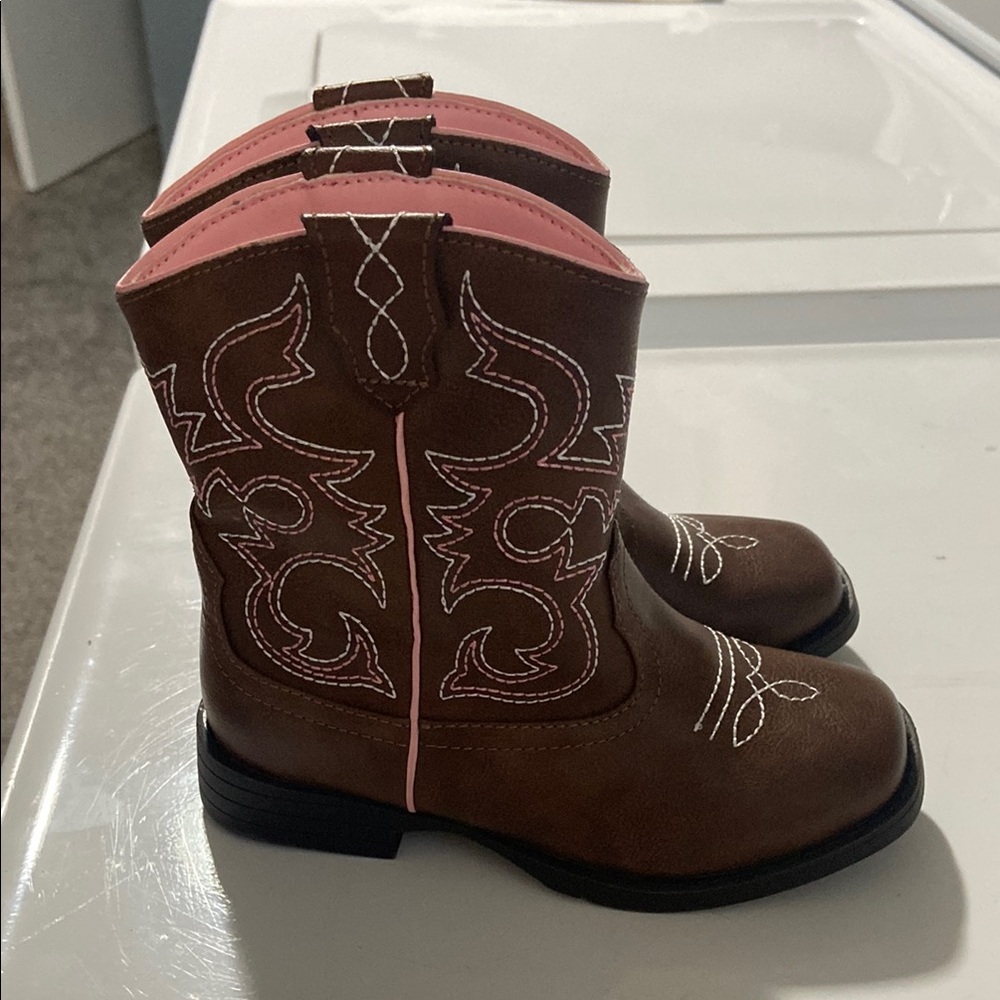 Brown and Pink Western Boots